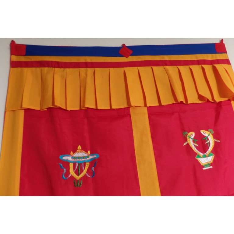 Portière tibétaine symboles porte bonheur rouge/or