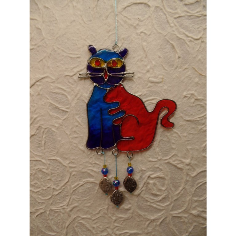 Suncatcher chat bleu/rouge