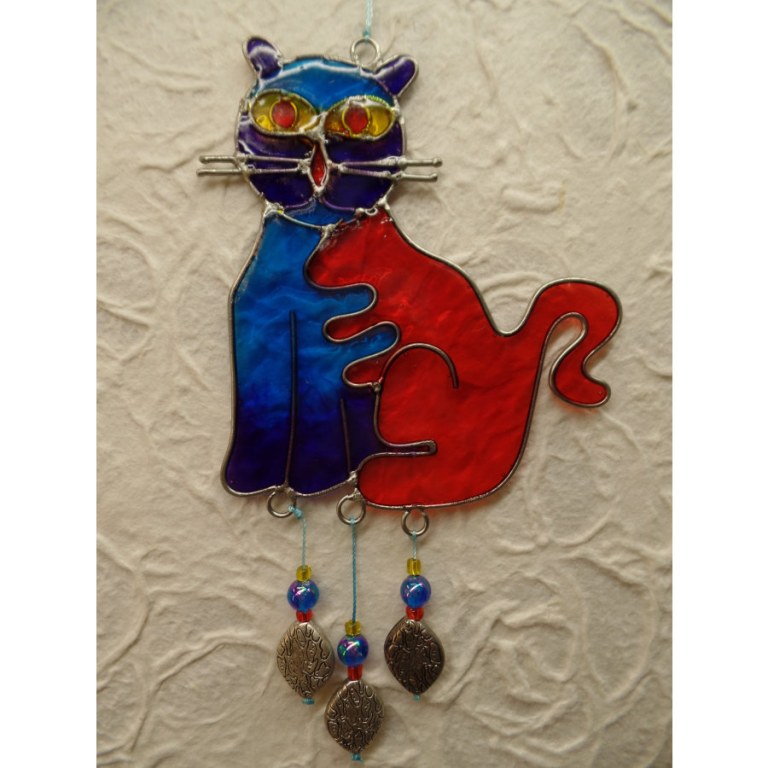 Suncatcher chat bleu/rouge