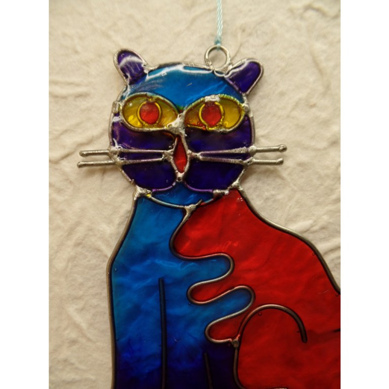 Suncatcher chat bleu/rouge