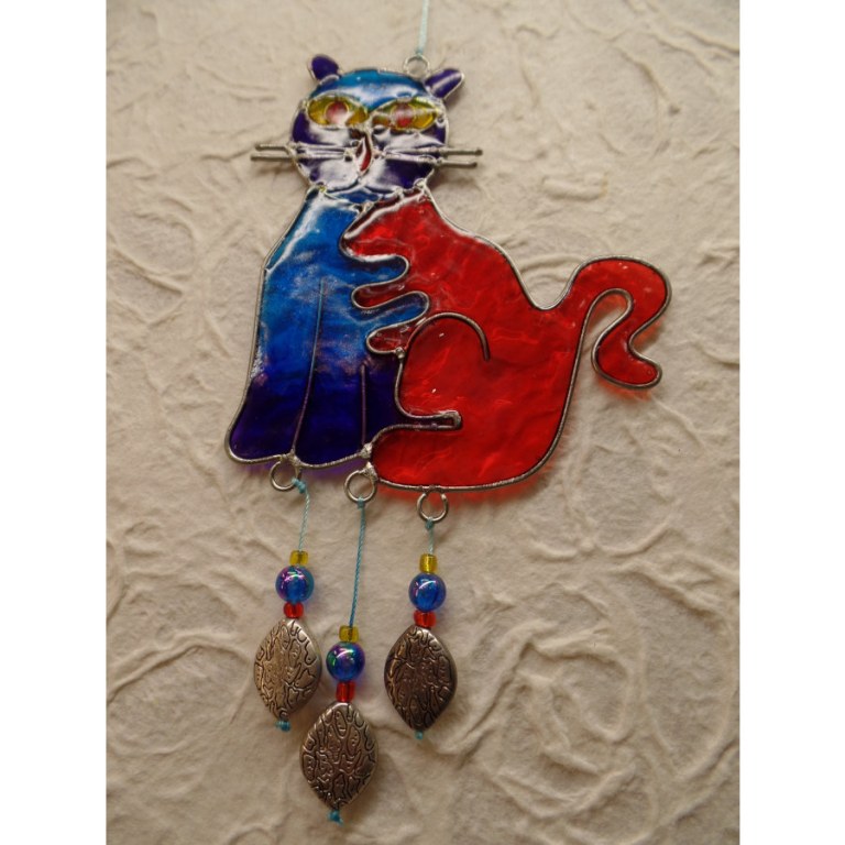 Suncatcher chat bleu/rouge