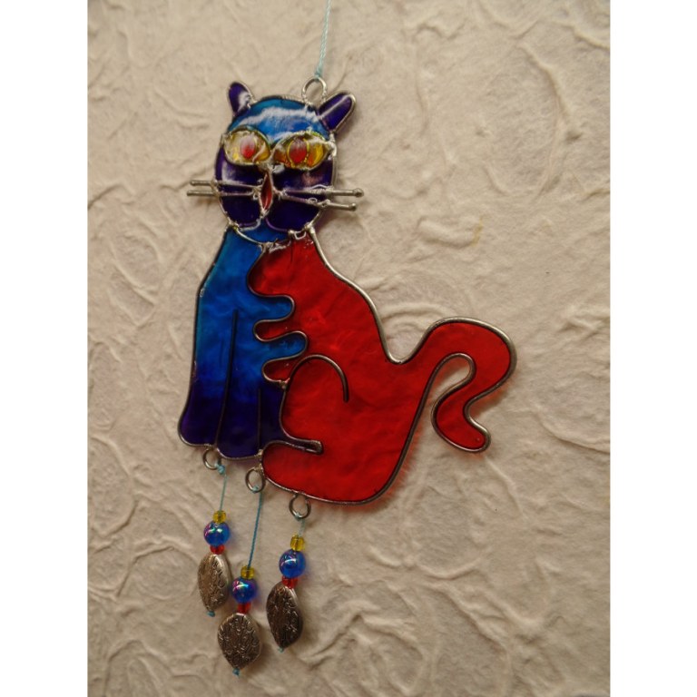 Suncatcher chat bleu/rouge