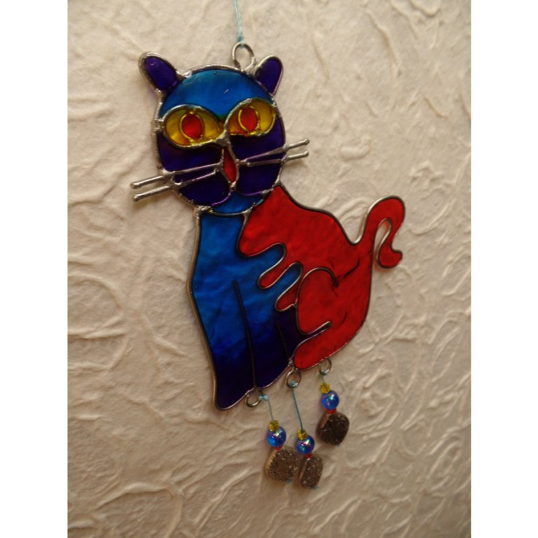 Suncatcher chat bleu/rouge