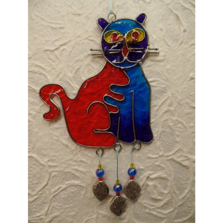 Suncatcher chat bleu/rouge