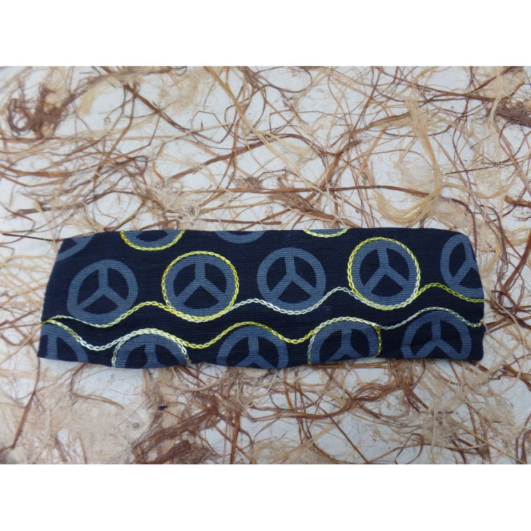 Bandeau cheveux noir peace and love gris