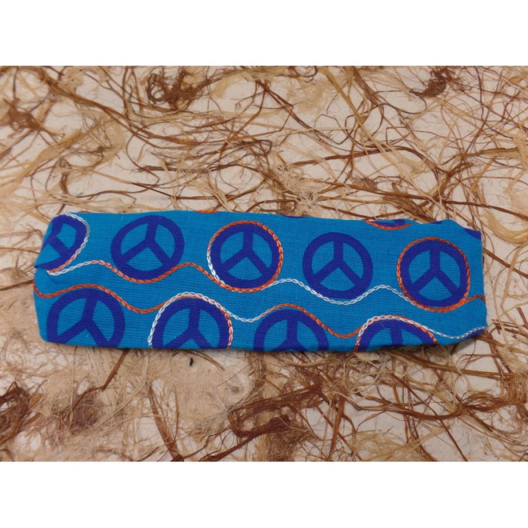 Bandeau cheveux bleu peace and love 