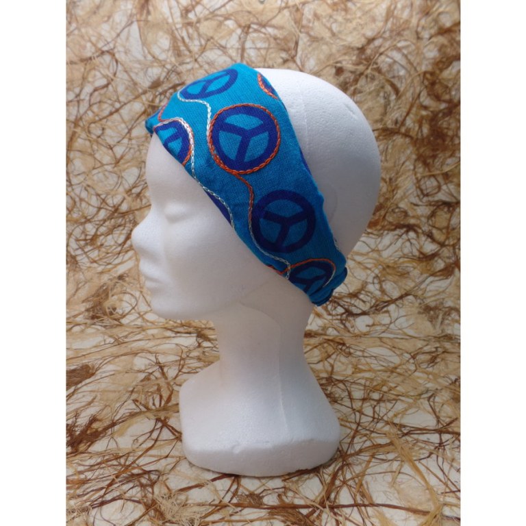 Bandeau cheveux bleu peace and love 