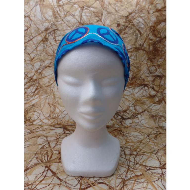 Bandeau cheveux bleu peace and love 