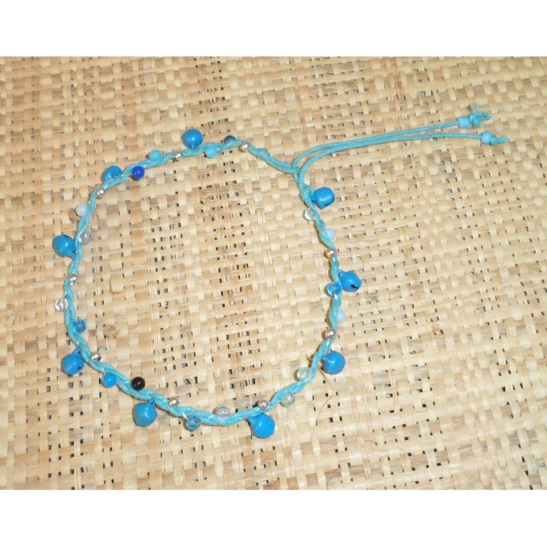 Bracelet de cheville grelots bleus