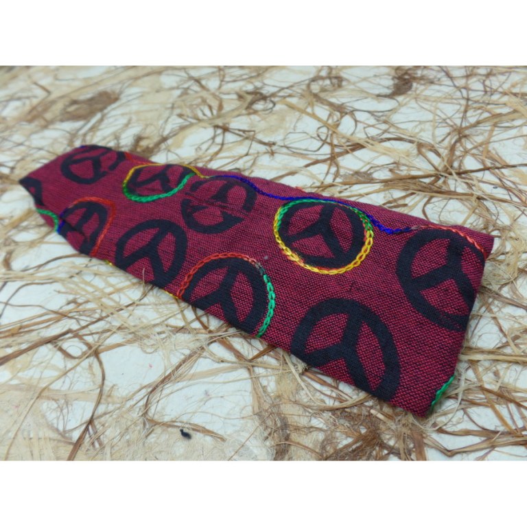 Bandeau cheveux bordeaux peace and love 