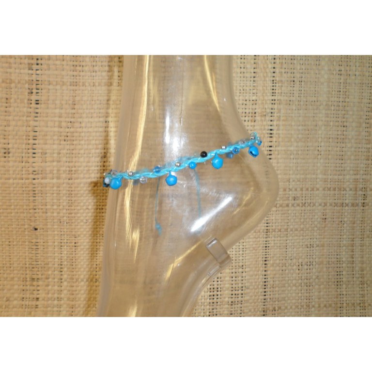 Bracelet de cheville grelots bleus