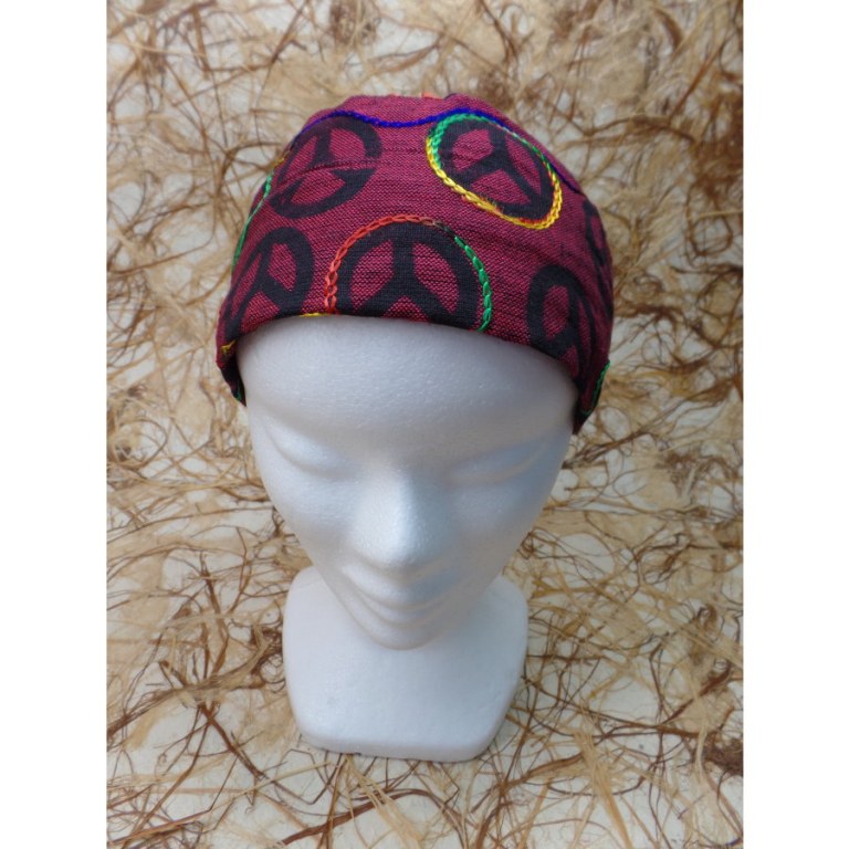 Bandeau cheveux bordeaux peace and love 