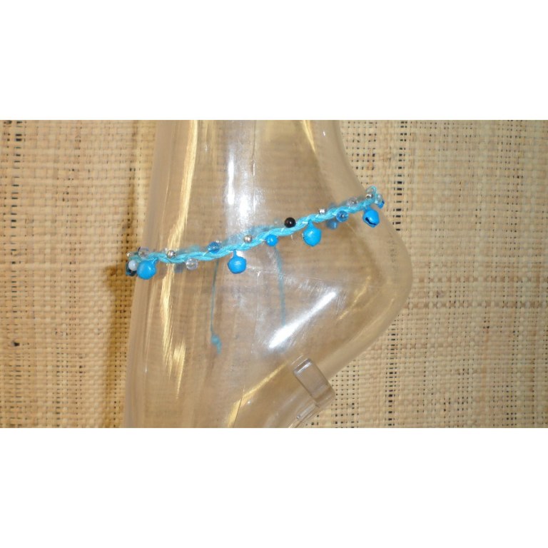 Bracelet de cheville grelots bleus