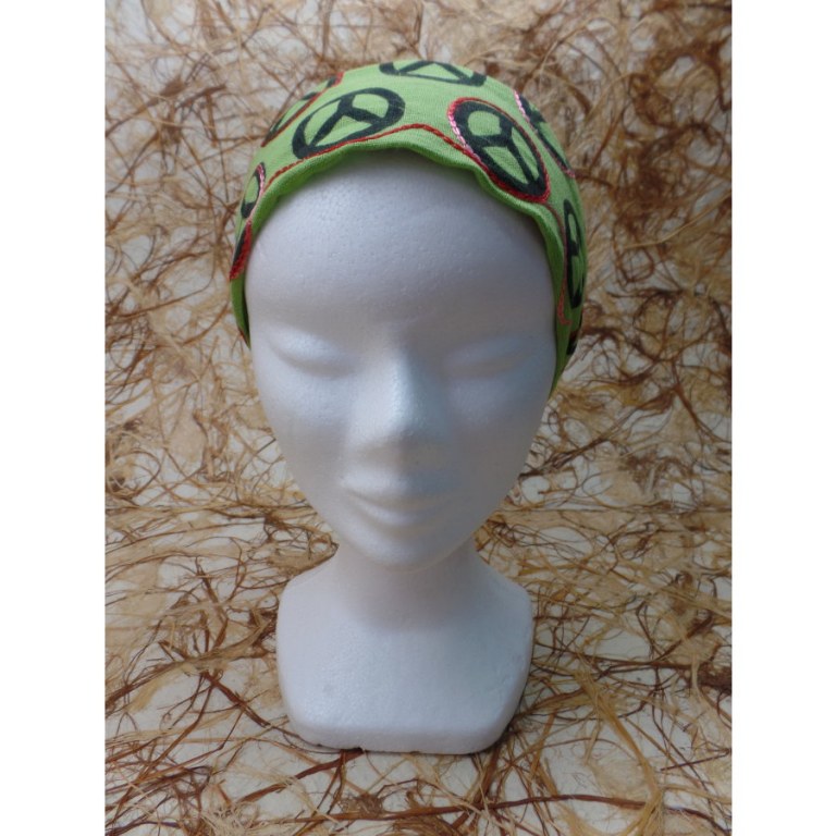 Bandeau cheveux vert peace and love 