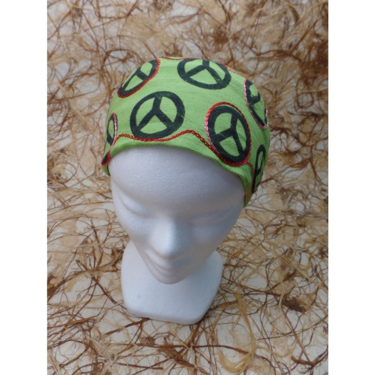 Bandeau cheveux vert peace and love 