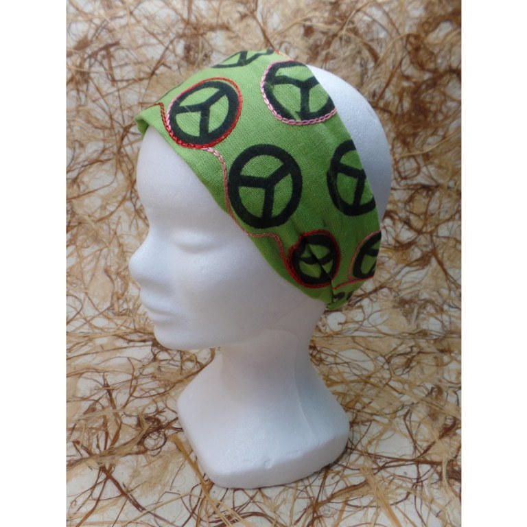 Bandeau cheveux vert peace and love 