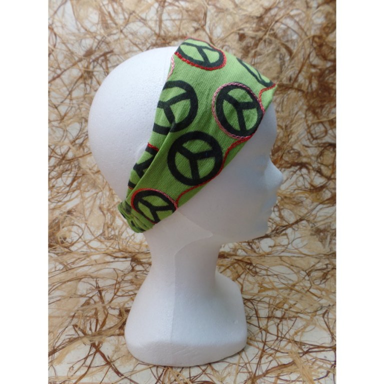 Bandeau cheveux vert peace and love 