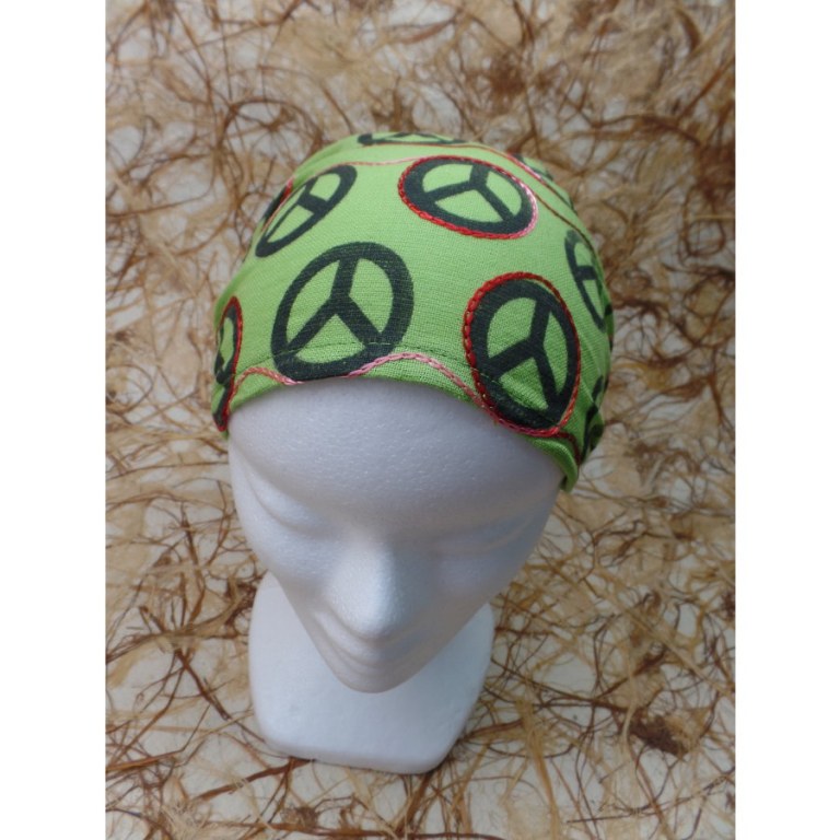 Bandeau cheveux vert peace and love 