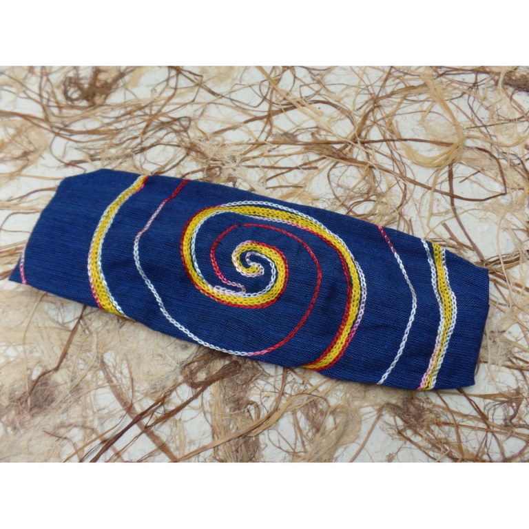 Bandeau cheveux bleu marine spirale brodée