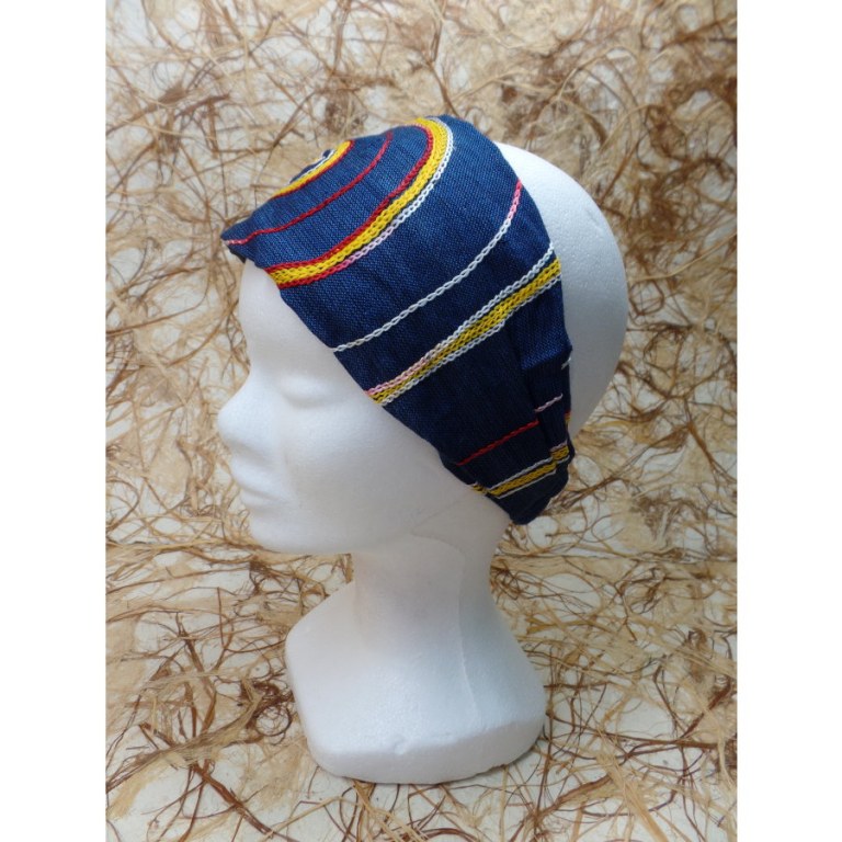 Bandeau cheveux bleu marine spirale brodée