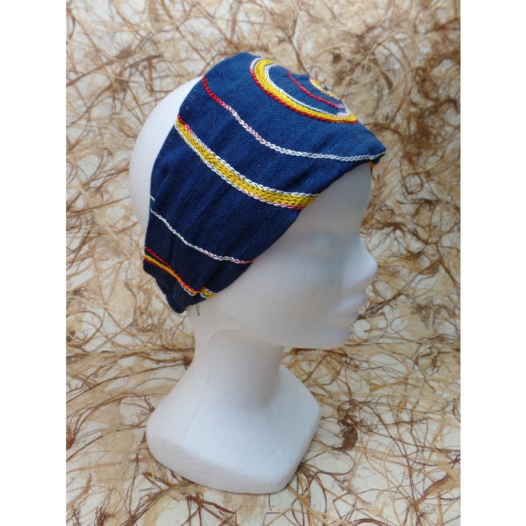 Bandeau cheveux bleu marine spirale brodée