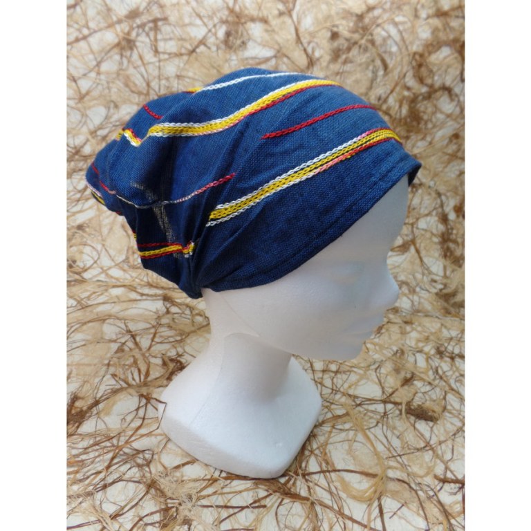 Bandeau cheveux bleu marine spirale brodée