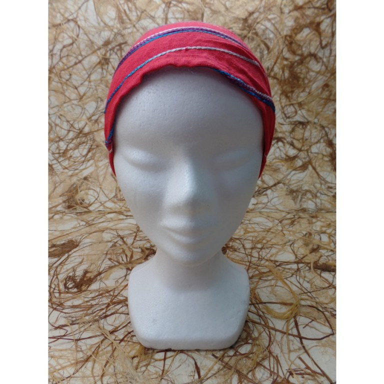 Bandeau cheveux rouge spirale brodée