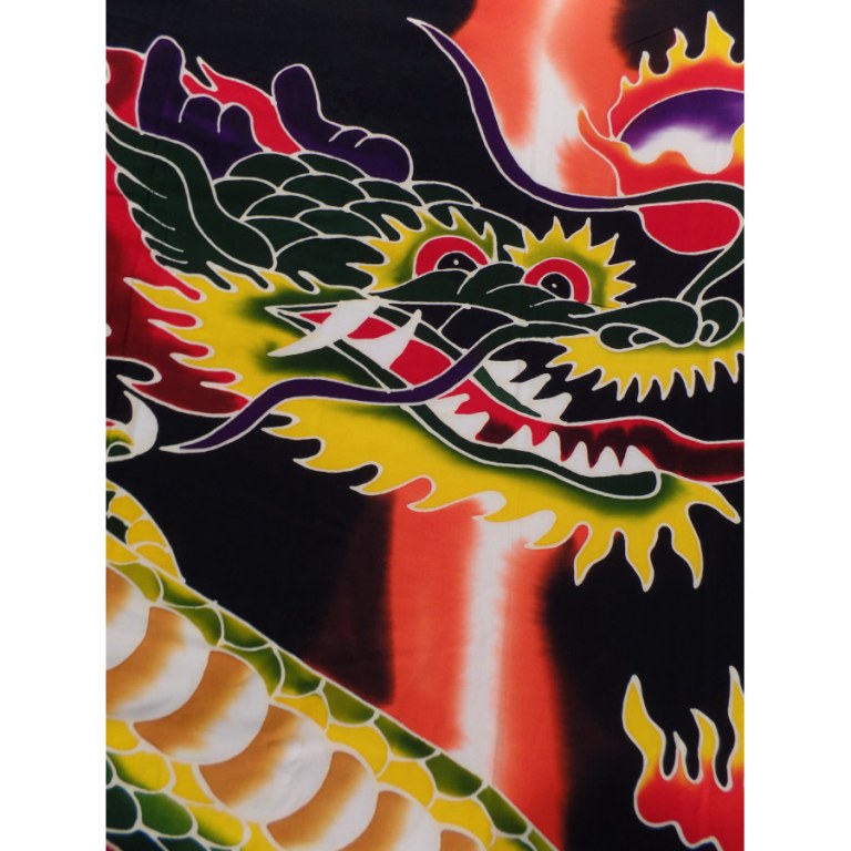 Tenture/paréo dragon et boules de feu