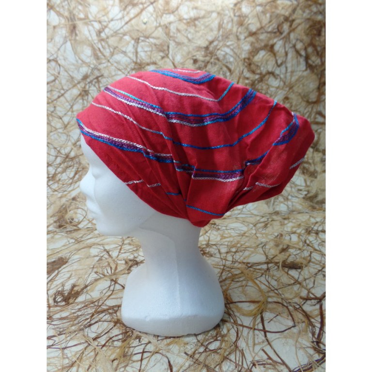 Bandeau cheveux rouge spirale brodée