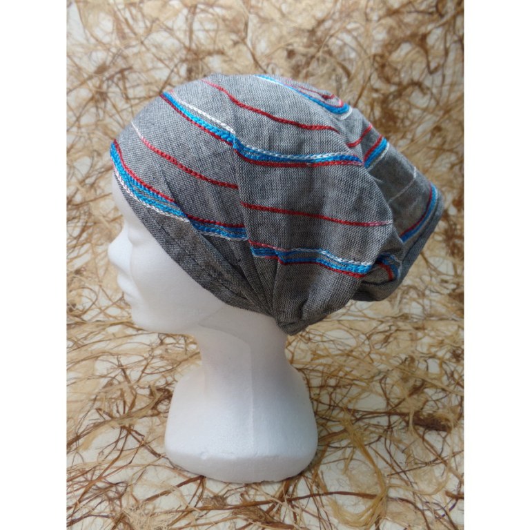 Bandeau cheveux gris spirale brodée