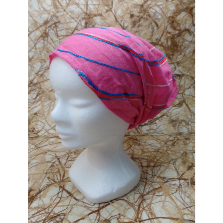 Bandeau cheveux rose spirale brodée