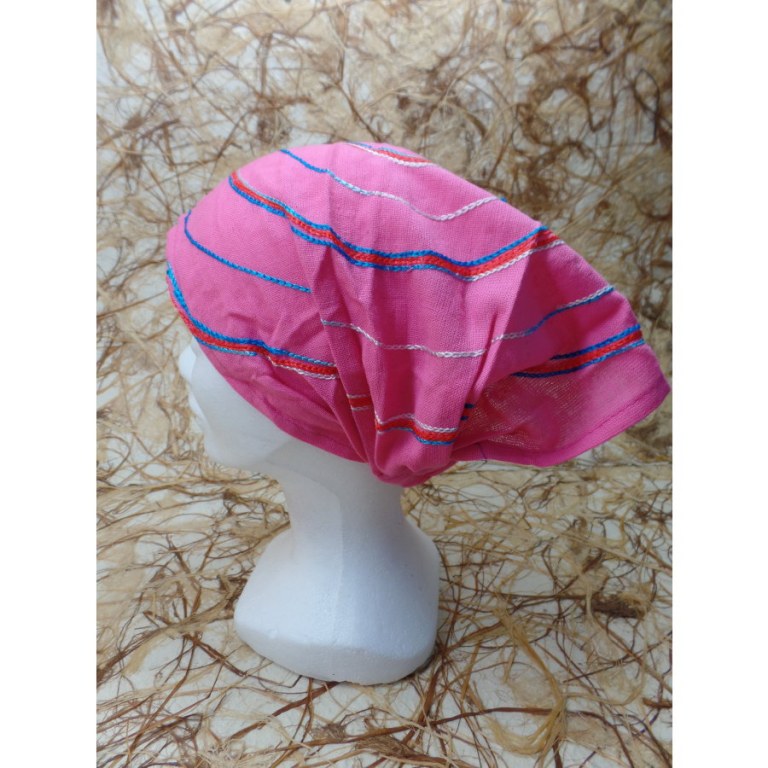 Bandeau cheveux rose spirale brodée