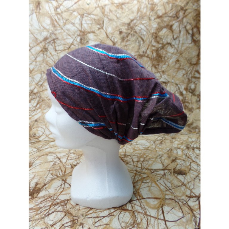 Bandeau cheveux marron spirale brodée