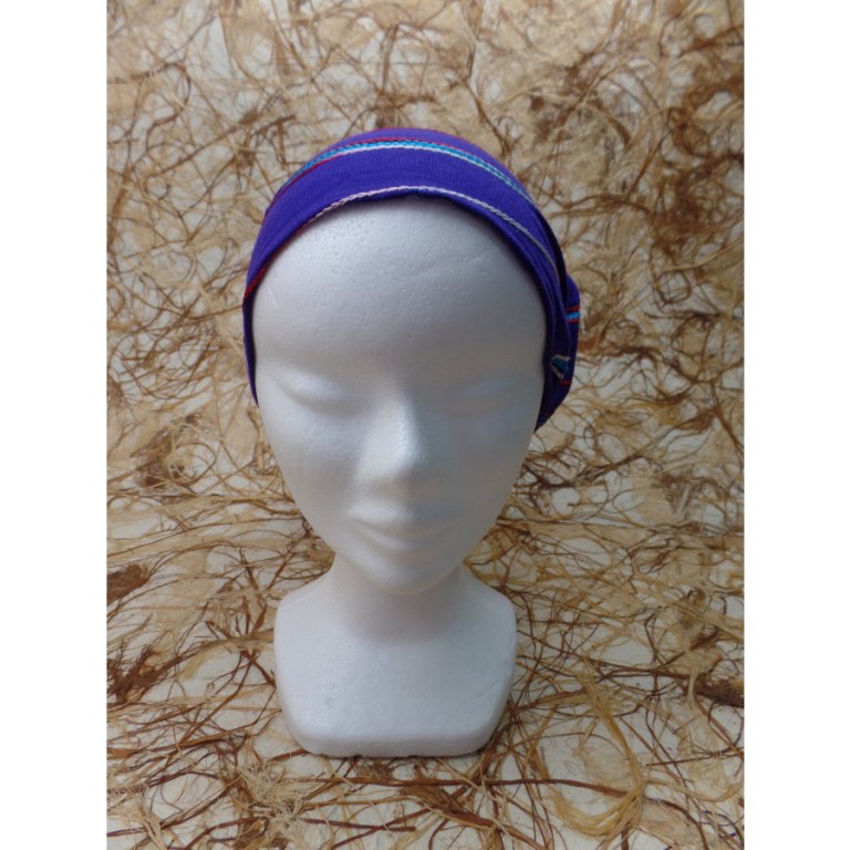 Bandeau cheveux violet spirale brodée