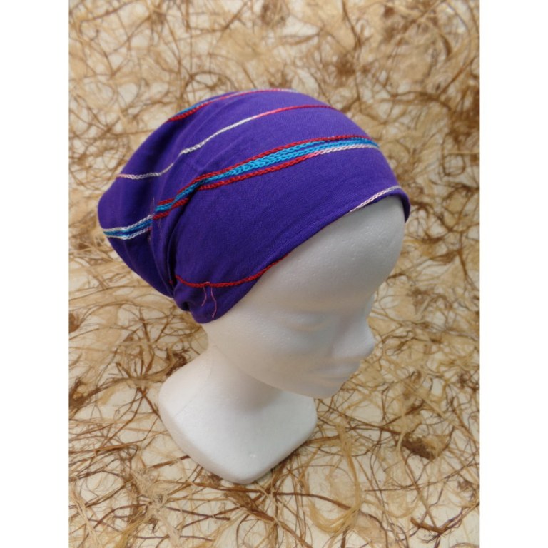 Bandeau cheveux violet spirale brodée