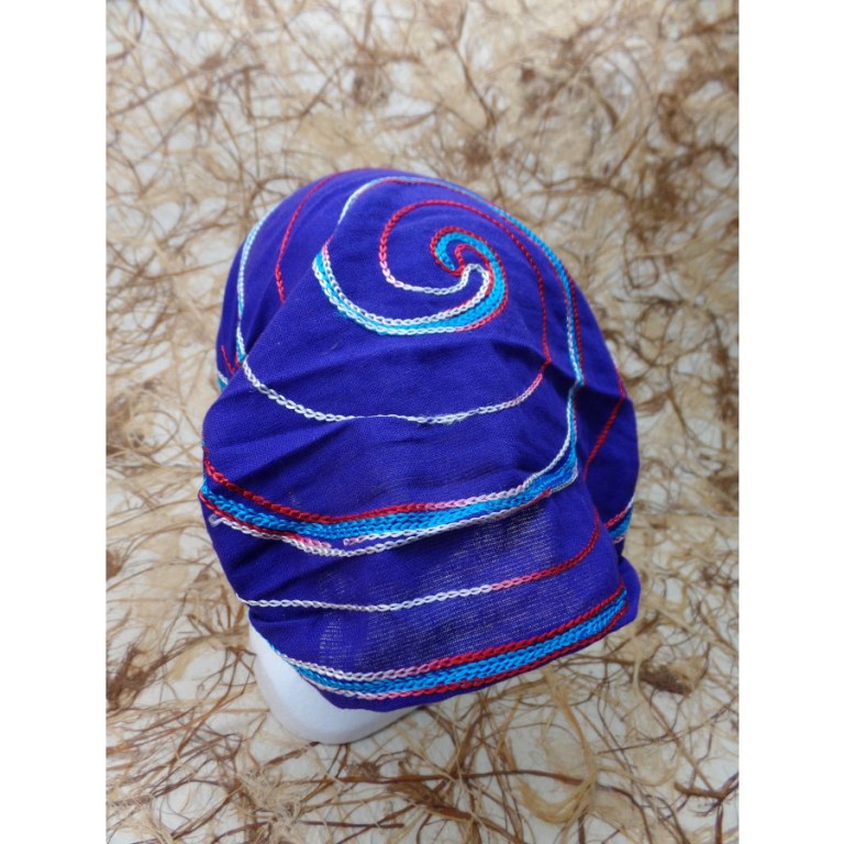 Bandeau cheveux violet spirale brodée
