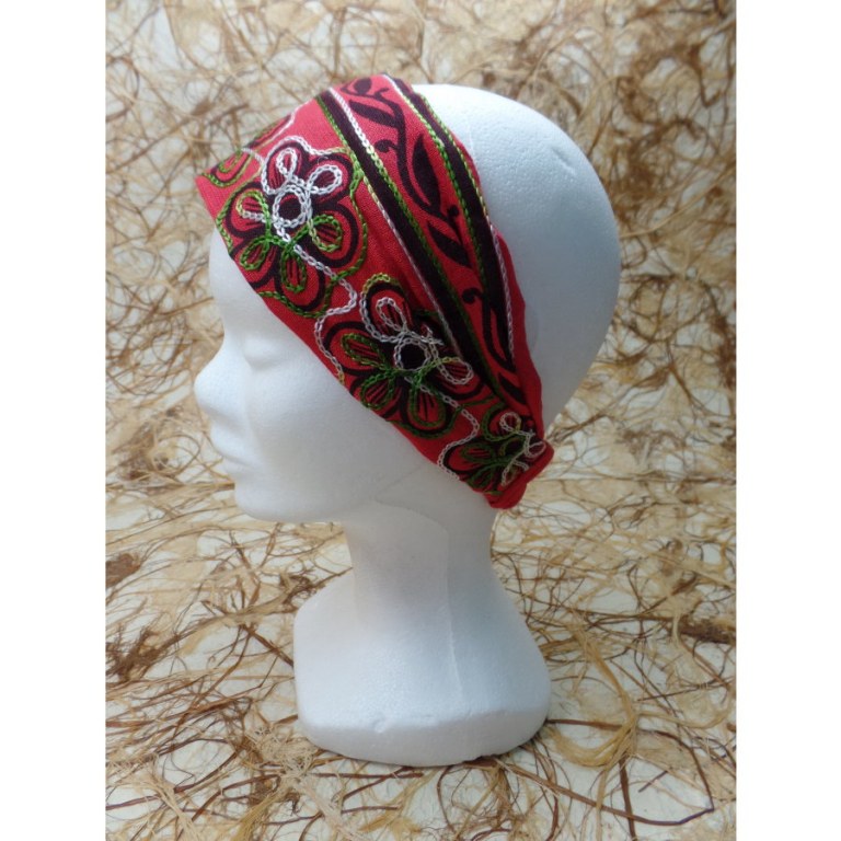 Bandeau/fichu floral rouge