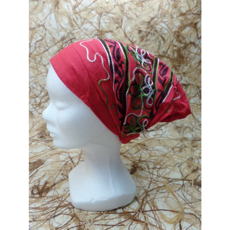 Bandeau/fichu floral rouge