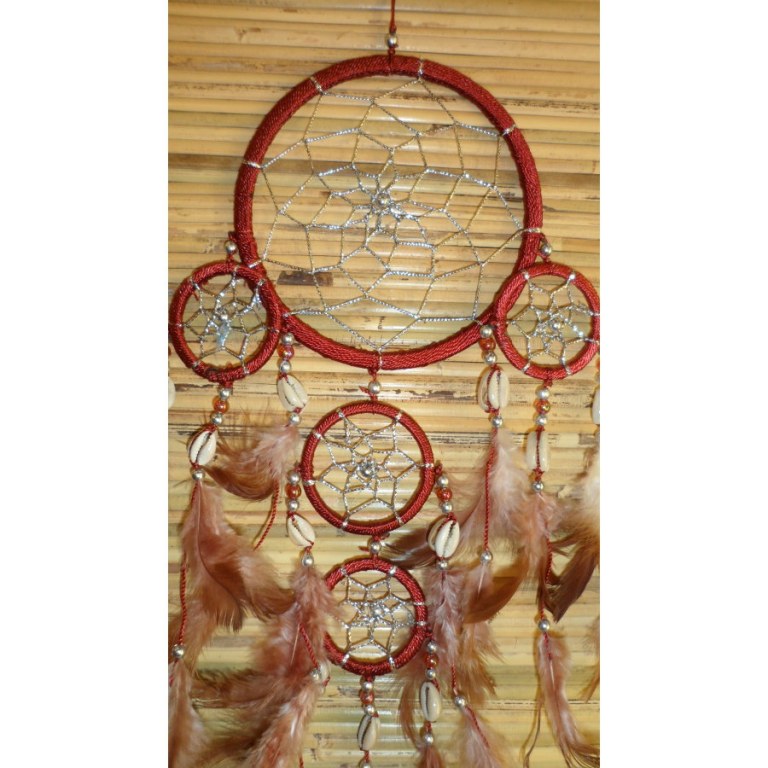 Dreamcatcher brun rouge nec 5 cercles