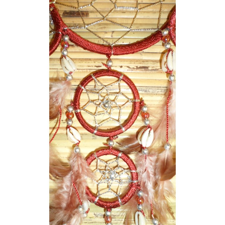 Dreamcatcher brun rouge nec 5 cercles