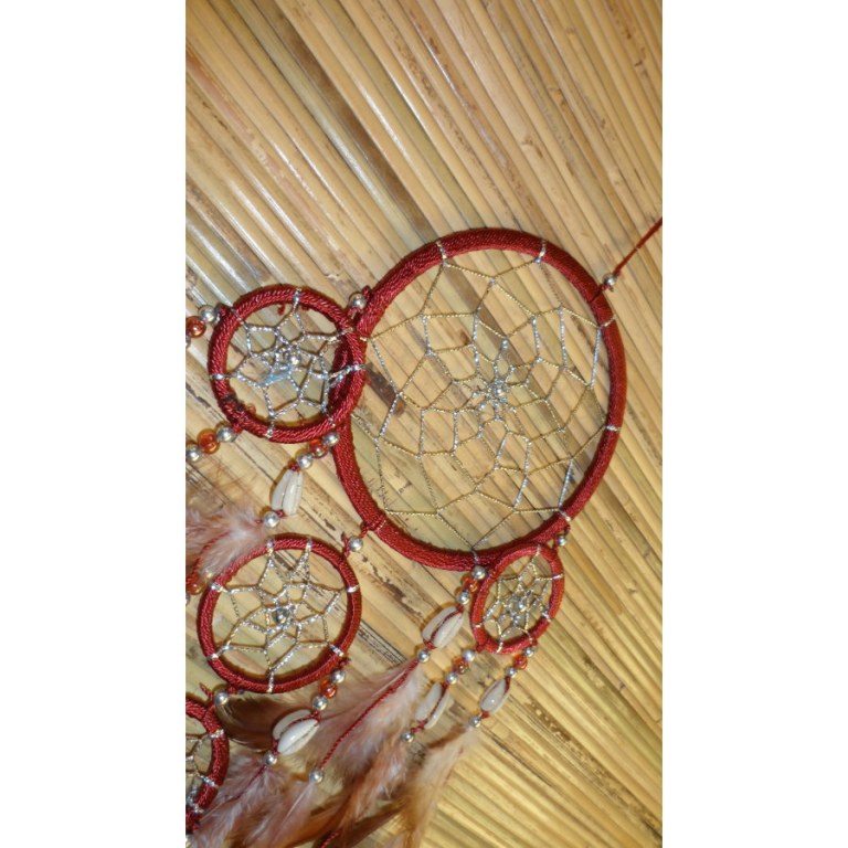 Dreamcatcher brun rouge nec 5 cercles