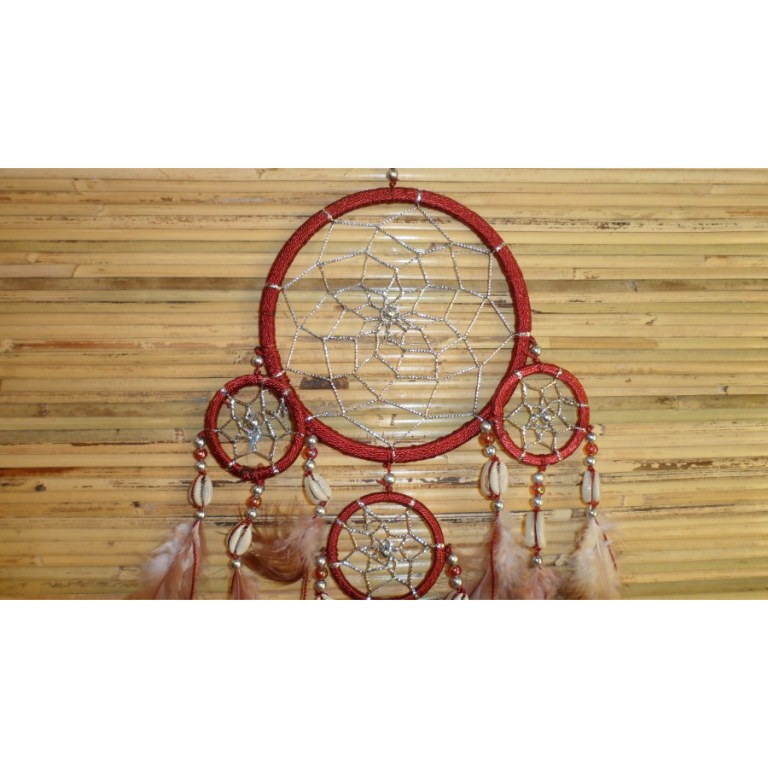 Dreamcatcher brun rouge nec 5 cercles