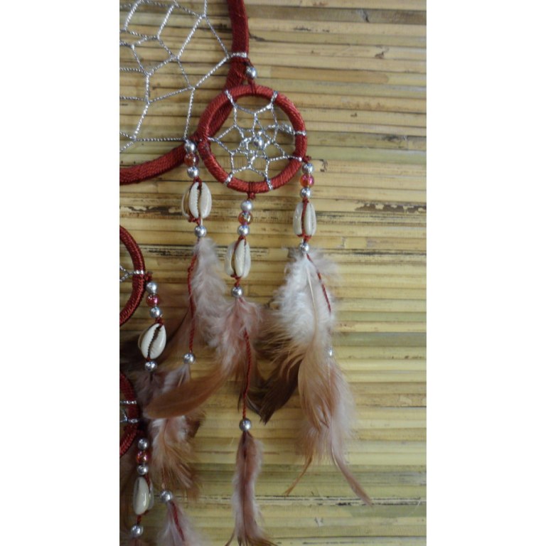 Dreamcatcher brun rouge nec 5 cercles