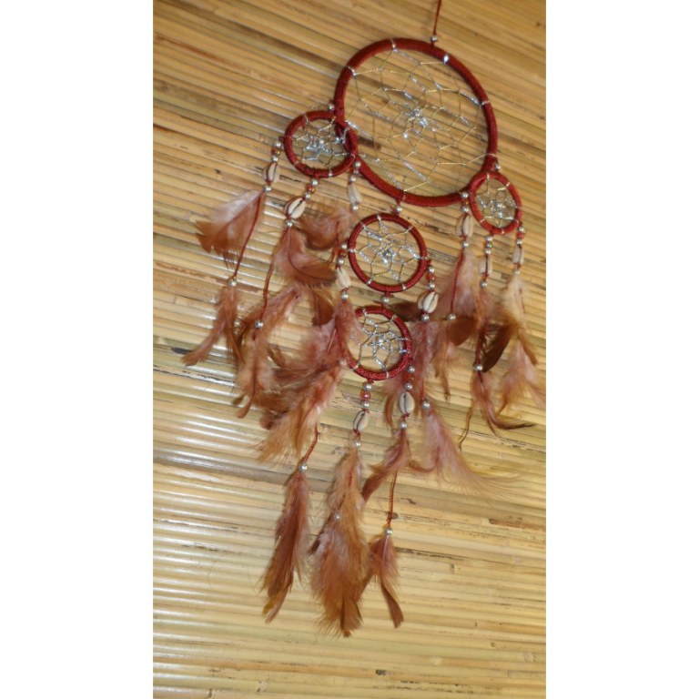 Dreamcatcher brun rouge nec 5 cercles