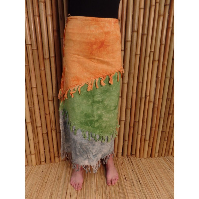 Jupe longue Maya Bay orange/vert/gris