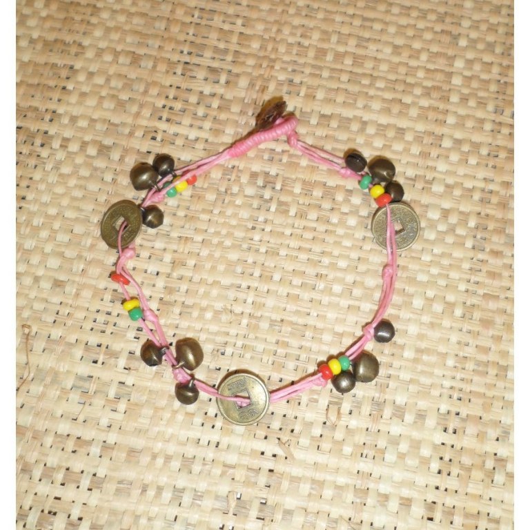 Bracelet de cheville sapèques rose