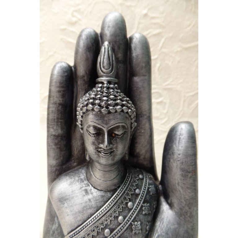 Main de Bouddha gris argent