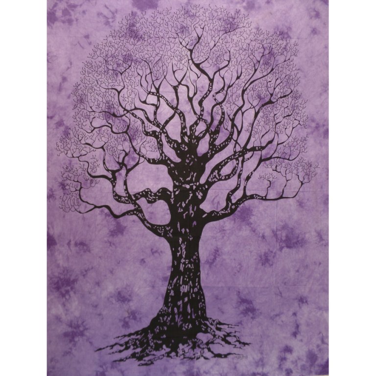 Tenture maxi violette arbre de vie