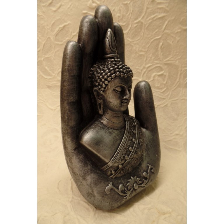 Main de Bouddha gris argent