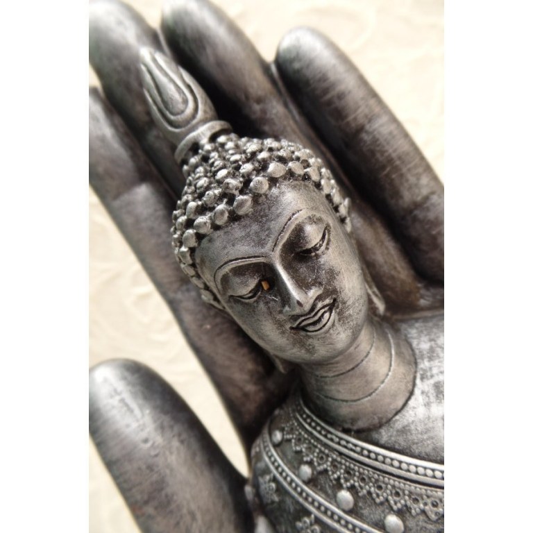 Main de Bouddha gris argent